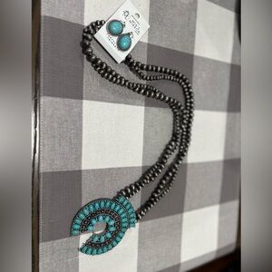 Turquoise and Silver Beaded Necklace